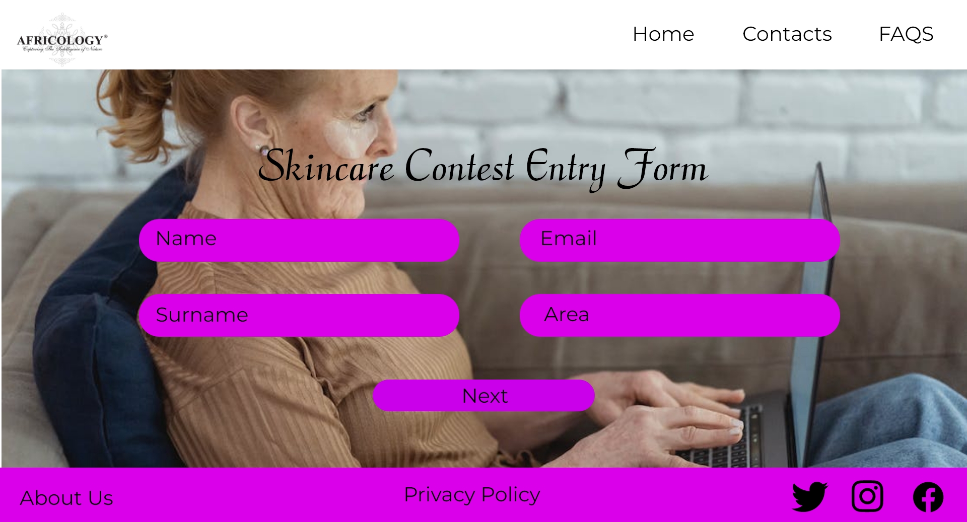 Africology skincare contest entry form picture
